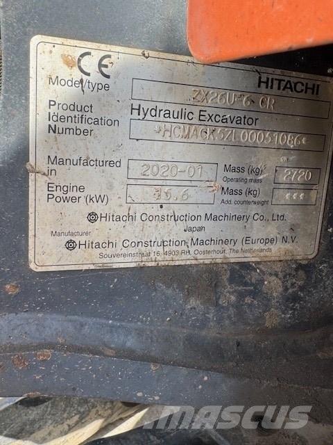 Hitachi ZX 26 U-6 CR Mini rýpadlá < 7t