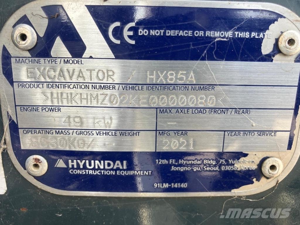 Hyundai HX 85 A Midi rýpadlá 7 t - 12 t
