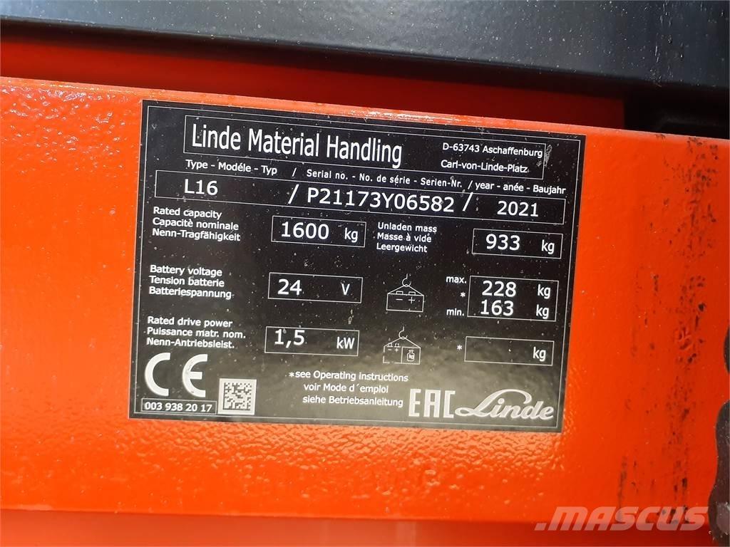 Linde L16i Ručne vedené vysokozdvižné vozíky