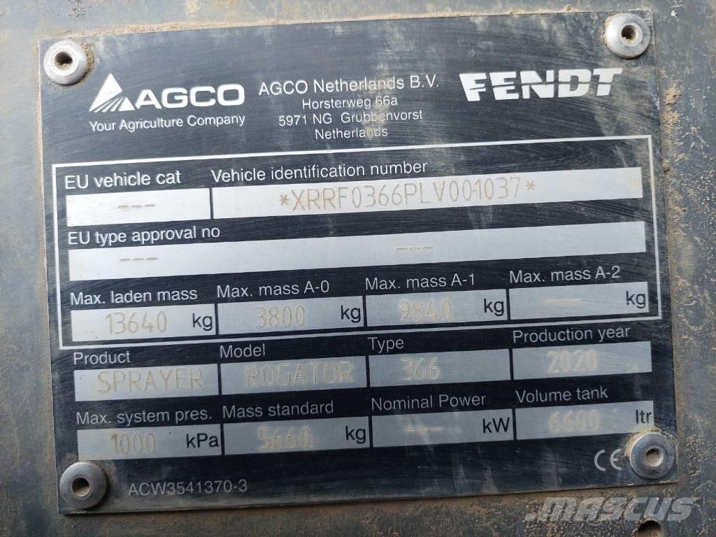 Fendt ROGATOR 366 Ťahané postrekovače