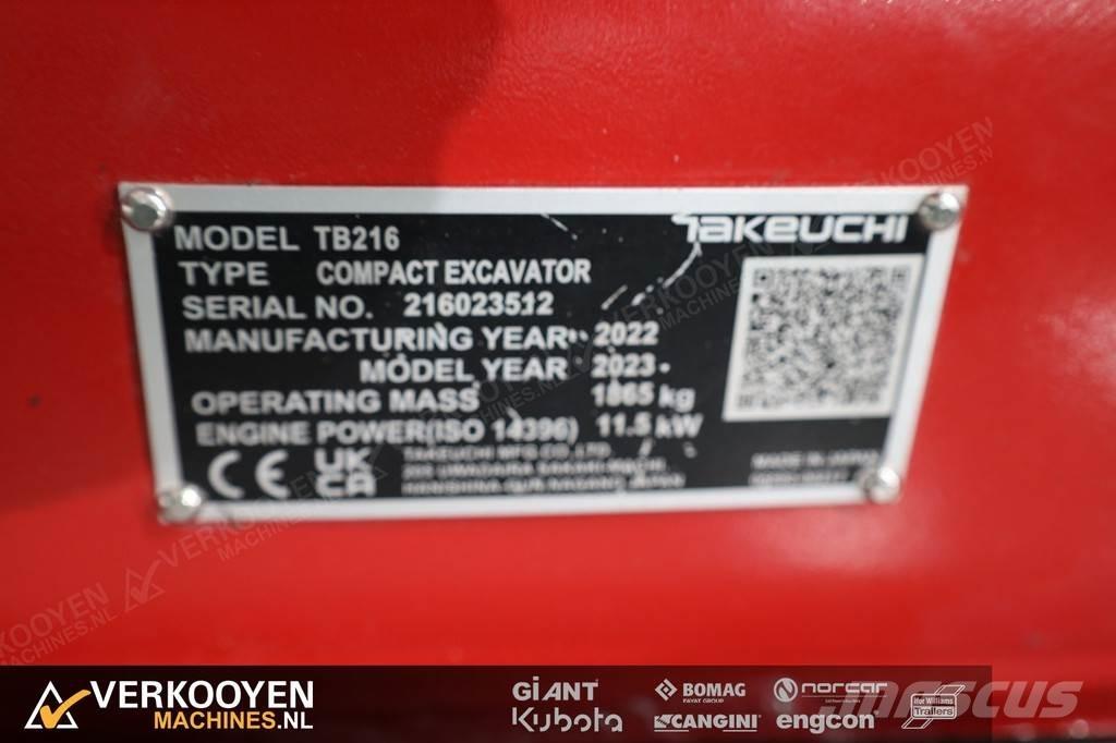 Takeuchi TB216 Mini rýpadlá < 7t