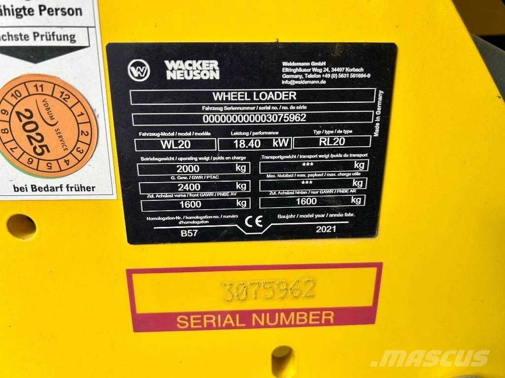 Wacker Neuson WL 20 Kolesové nakladače