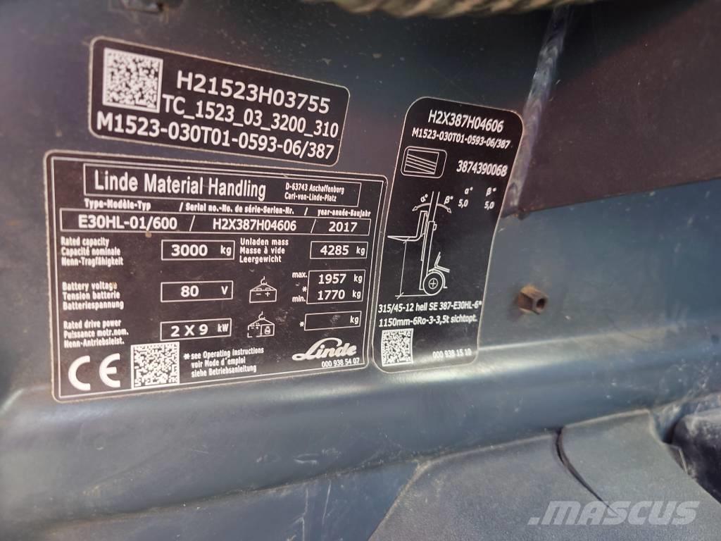Linde E30/600HL/387 Akumulátorové vozíky