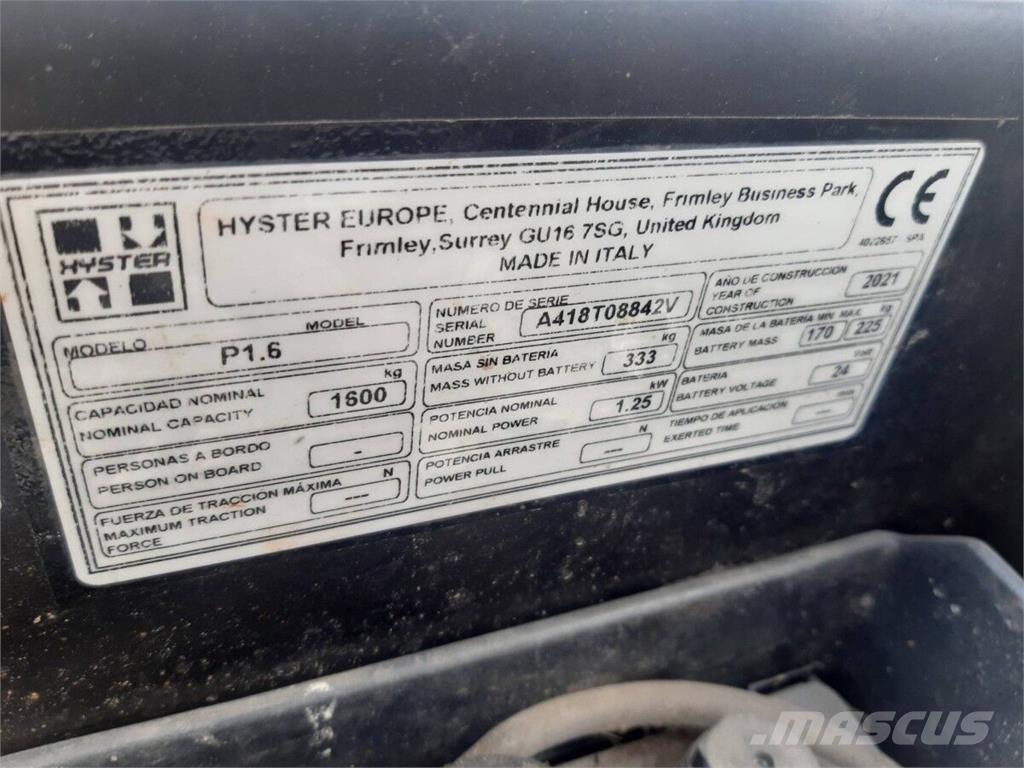 Hyster P1.6 Manipulácia s materiálom - ostatné