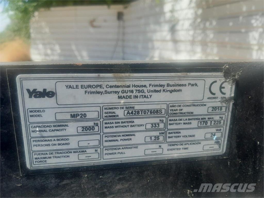 Yale MP20 Manipulácia s materiálom - ostatné