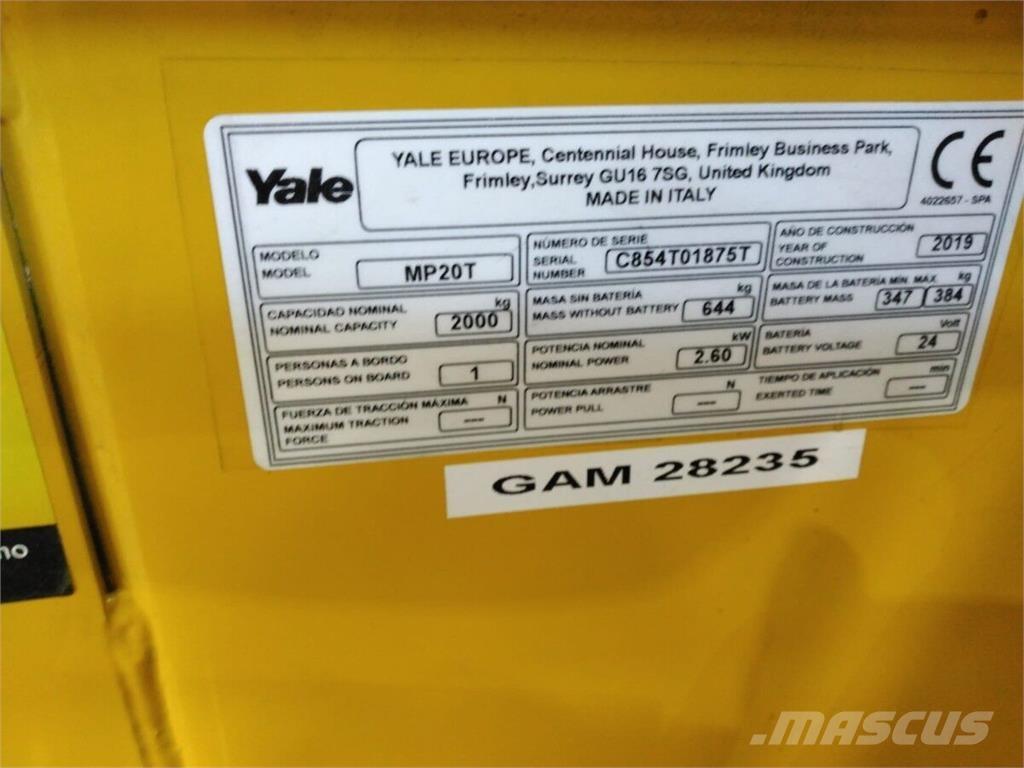 Yale MP20T Manipulácia s materiálom - ostatné