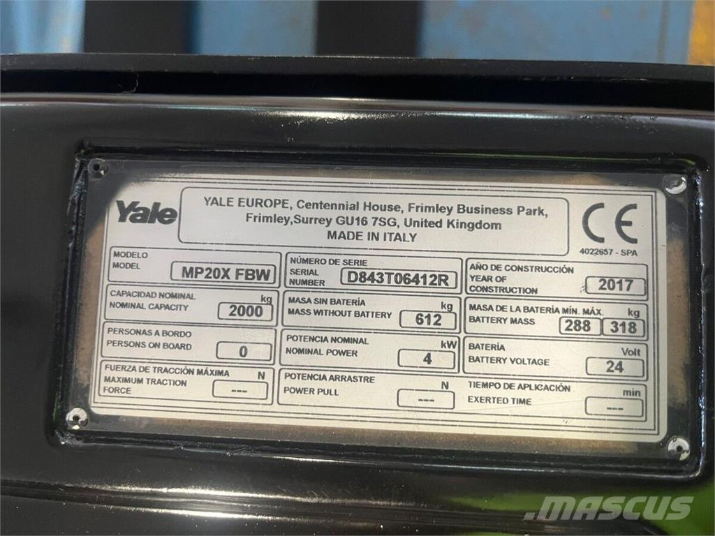 Yale MP20X Manipulácia s materiálom - ostatné