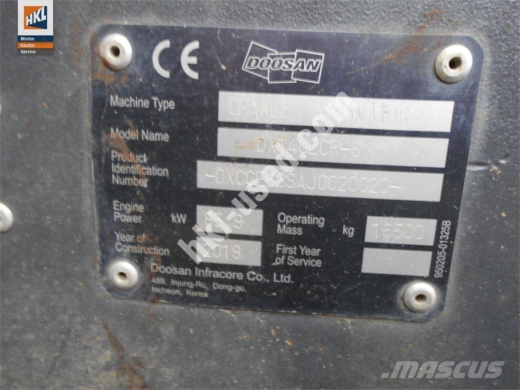 Doosan DX 140 LCR-5 Pásové rýpadlá