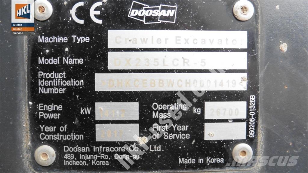Doosan DX 235 LCR-5 Pásové rýpadlá