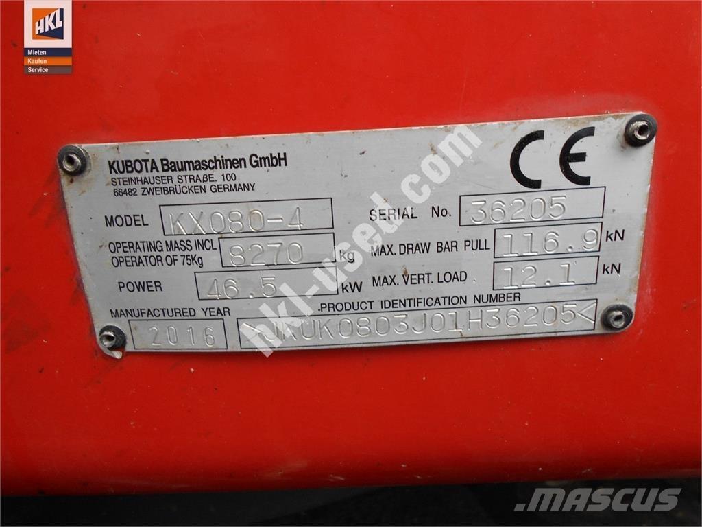 Kubota KX 080-4 Mini rýpadlá < 7t
