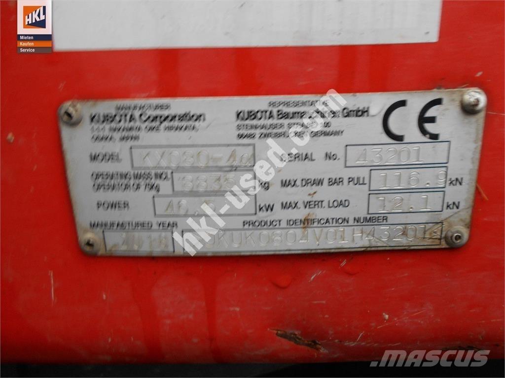 Kubota KX 080-4 Mini rýpadlá < 7t