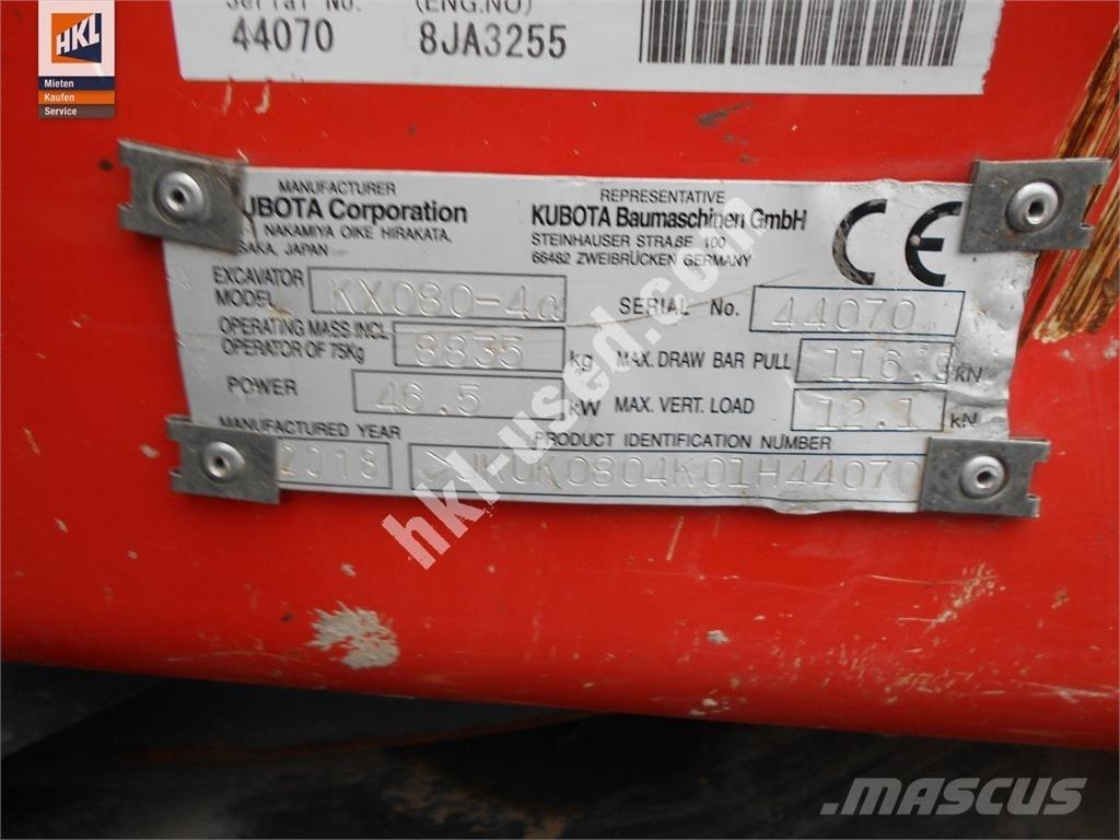 Kubota KX 080-4 Mini rýpadlá < 7t