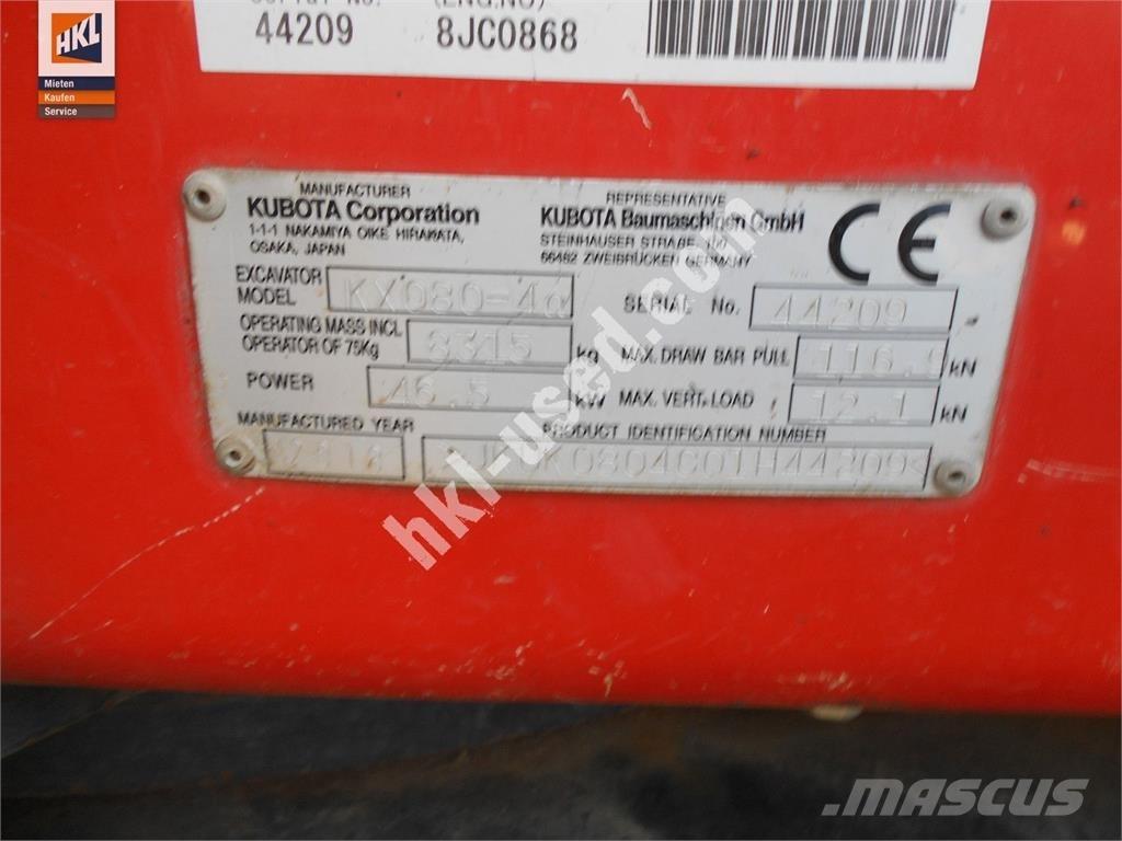 Kubota KX 080-4 Mini rýpadlá < 7t