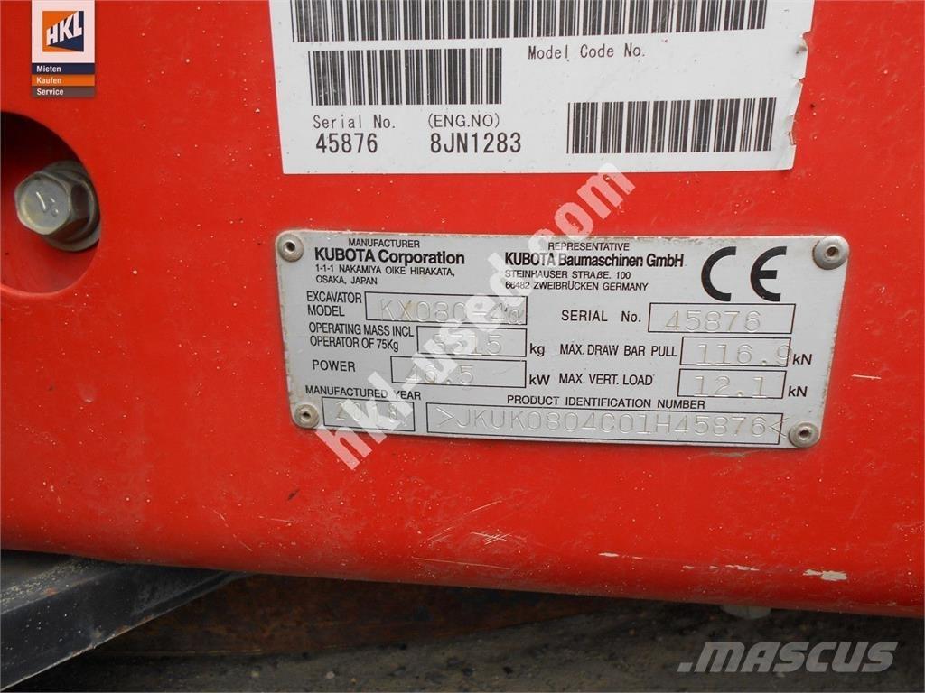 Kubota KX 080-4 Mini rýpadlá < 7t