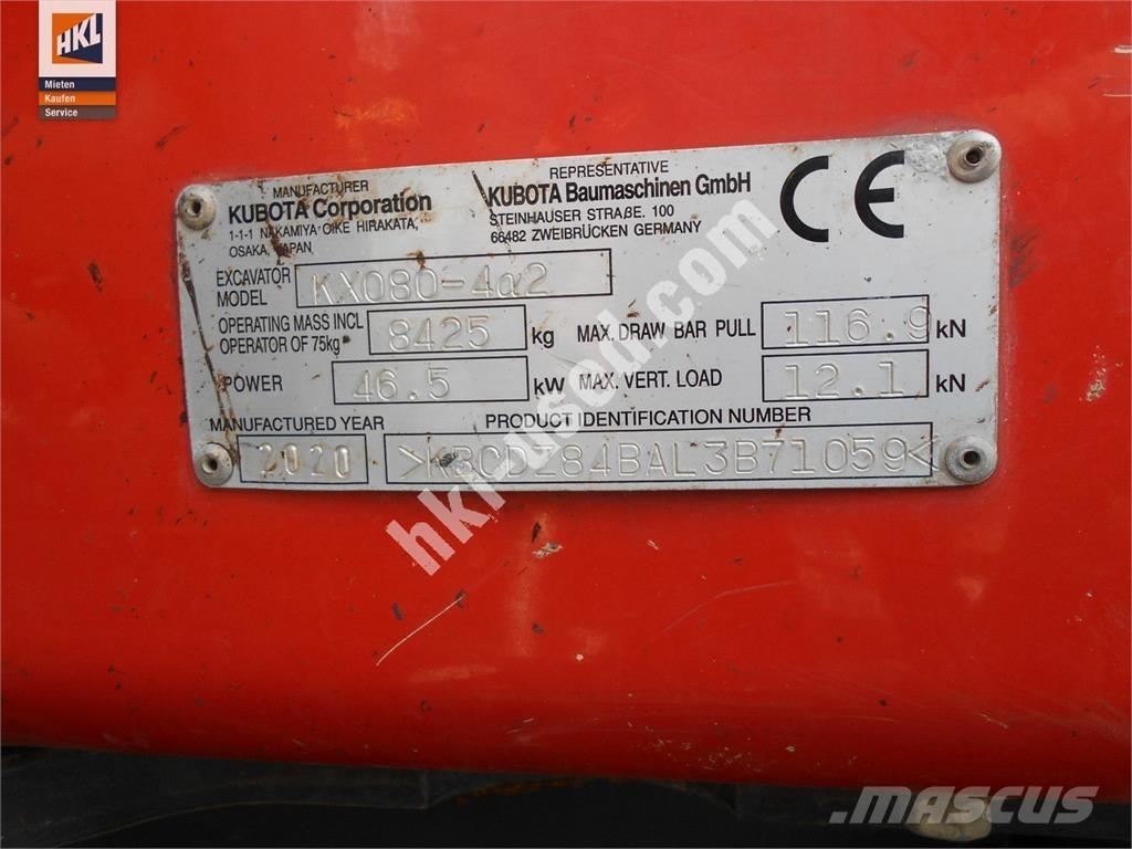 Kubota KX 080-4 Mini rýpadlá < 7t