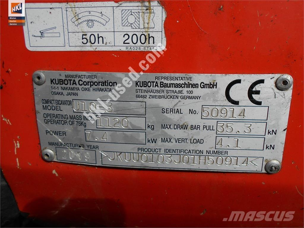 Kubota U 10-3 Mini rýpadlá < 7t