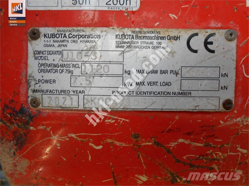 Kubota U 10-3 Mini rýpadlá < 7t