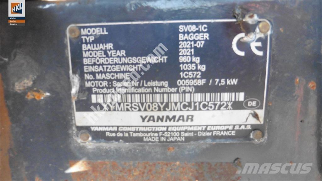 Yanmar SV 08-1C Mini rýpadlá < 7t