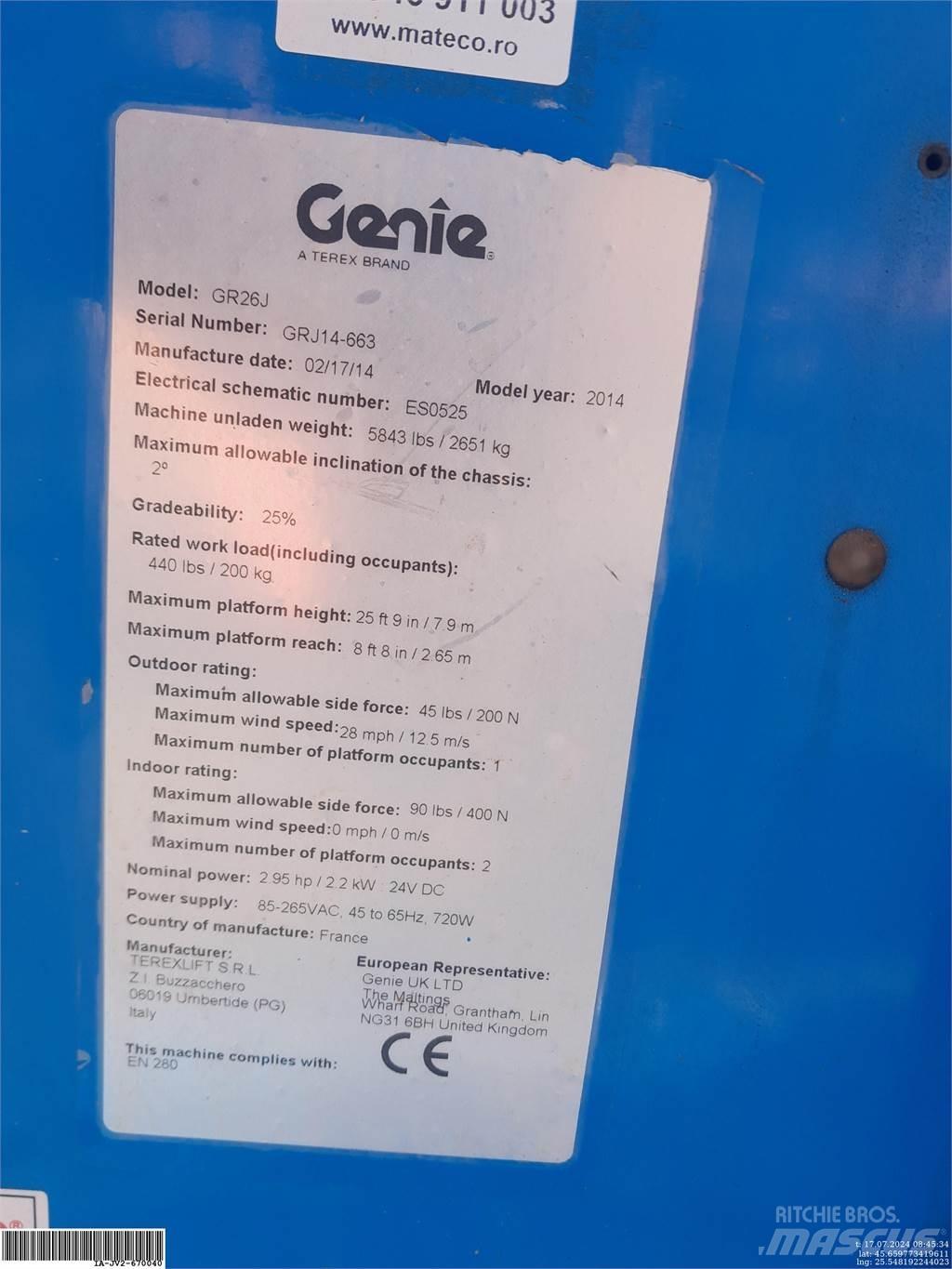 Genie GR26J Vertikálne stĺpové výťahy
