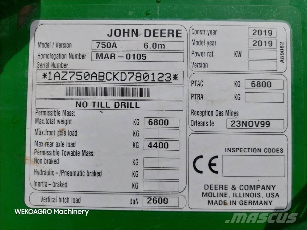 John Deere 750 A Mechanické sejačky