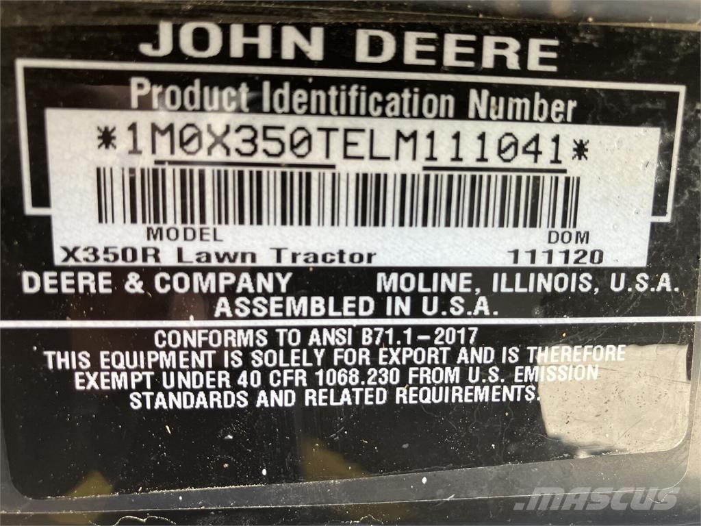 John Deere X 350R Komunálna technika - ostatné