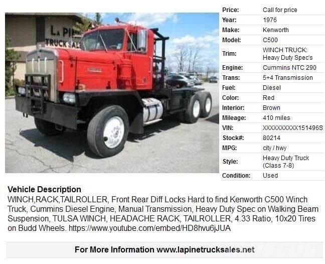 Kenworth C500 Vyslobodzovacie vozidlá
