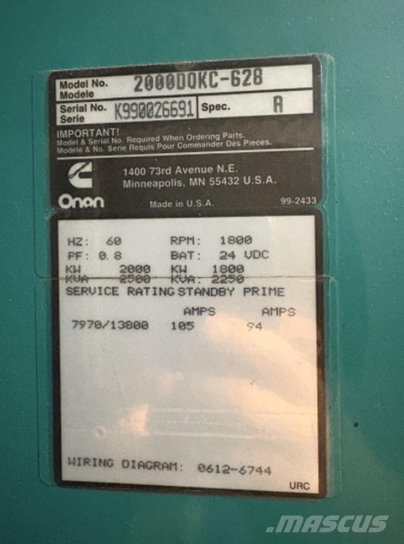 Cummins 2000DQKC-628 Naftové generátory