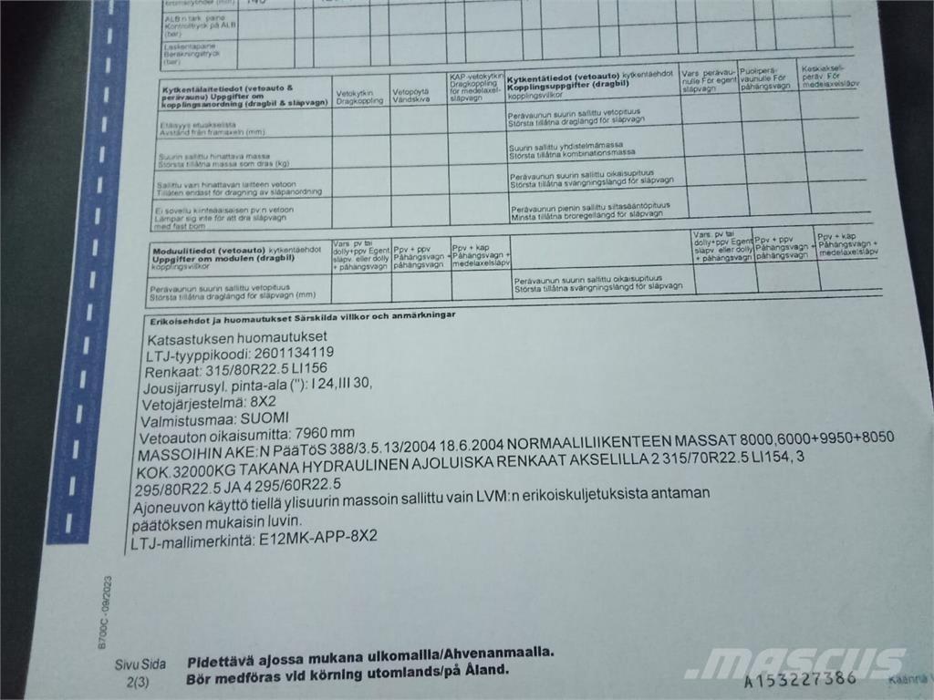 Sisu E12 Nákladné automobily na prepravu lesných strojov