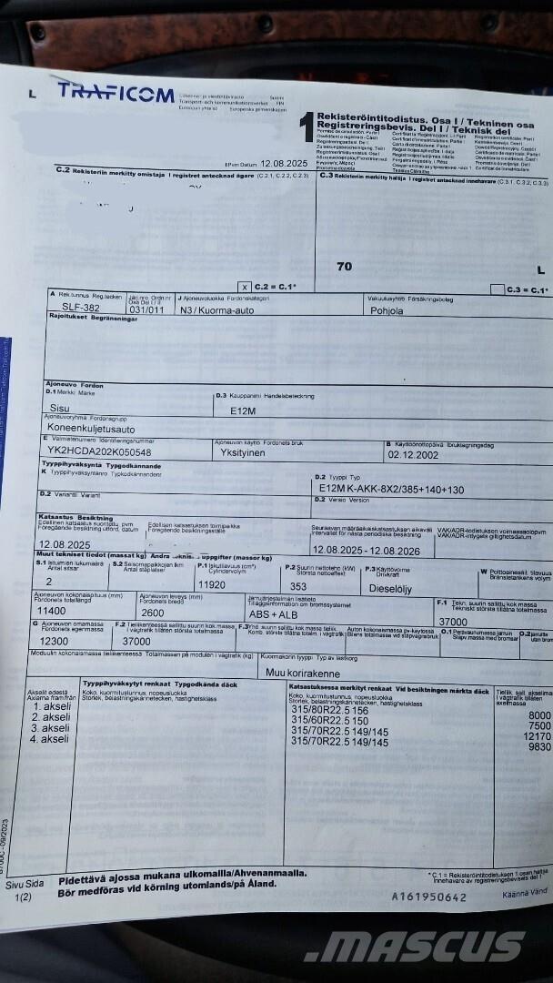 Sisu E12M Nákladní vozidlá na prepravu automobilov