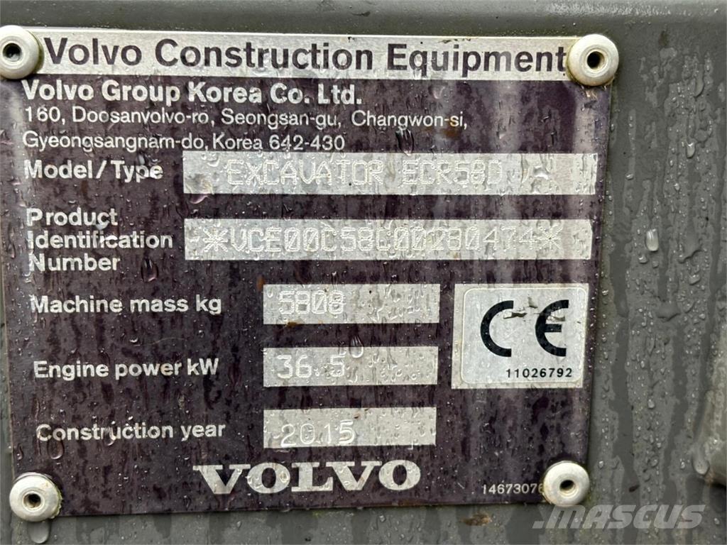 Volvo ECR 58 D Mini rýpadlá < 7t