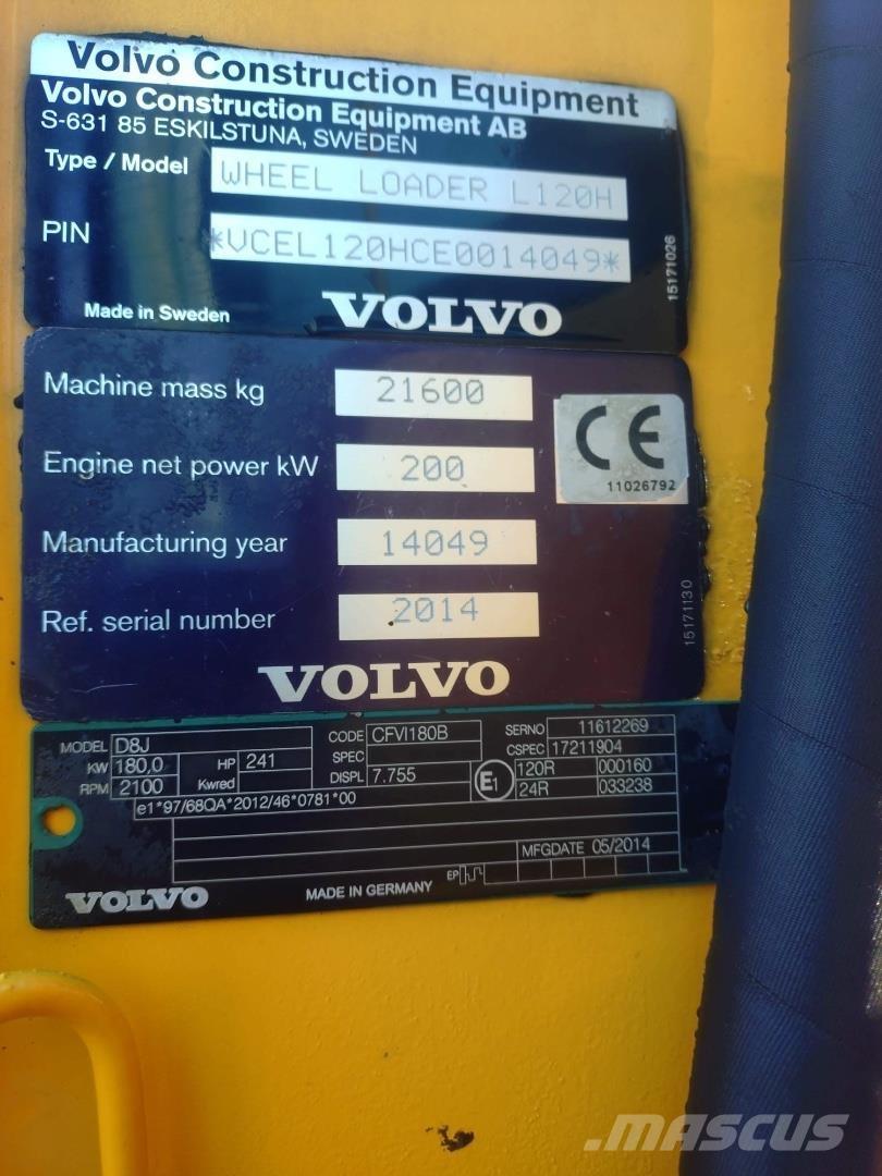 Volvo L120H Kolesové nakladače