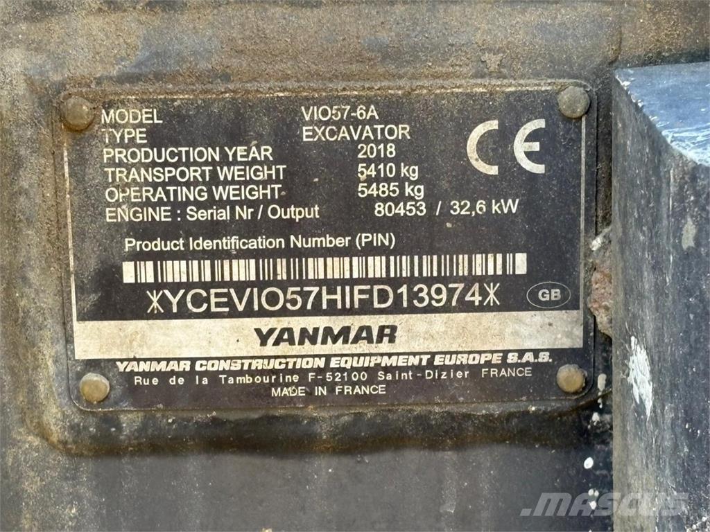 Yanmar VIO 57-6A Mini rýpadlá < 7t