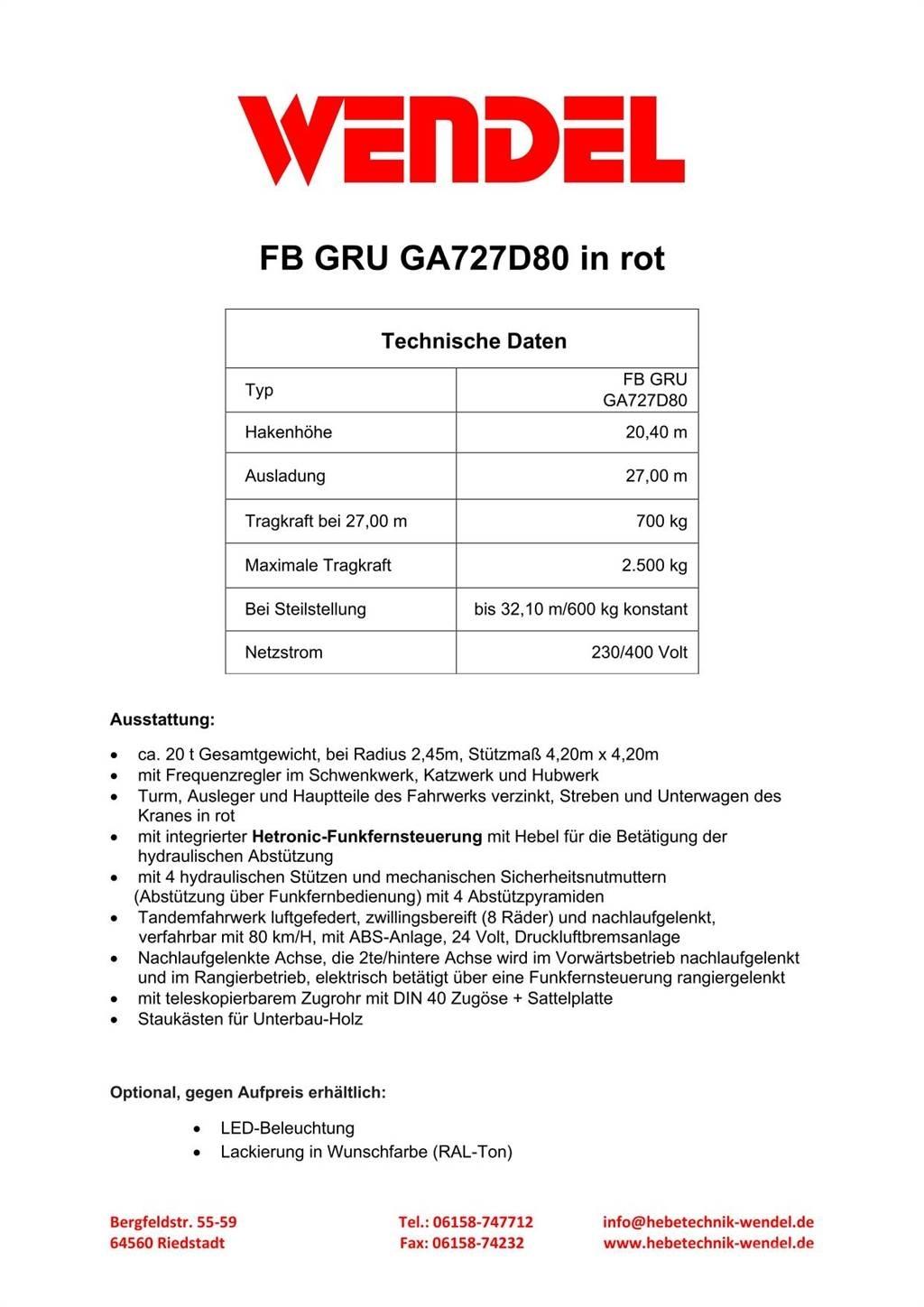 FB GRU GA727D80 Stavebné žeriavy