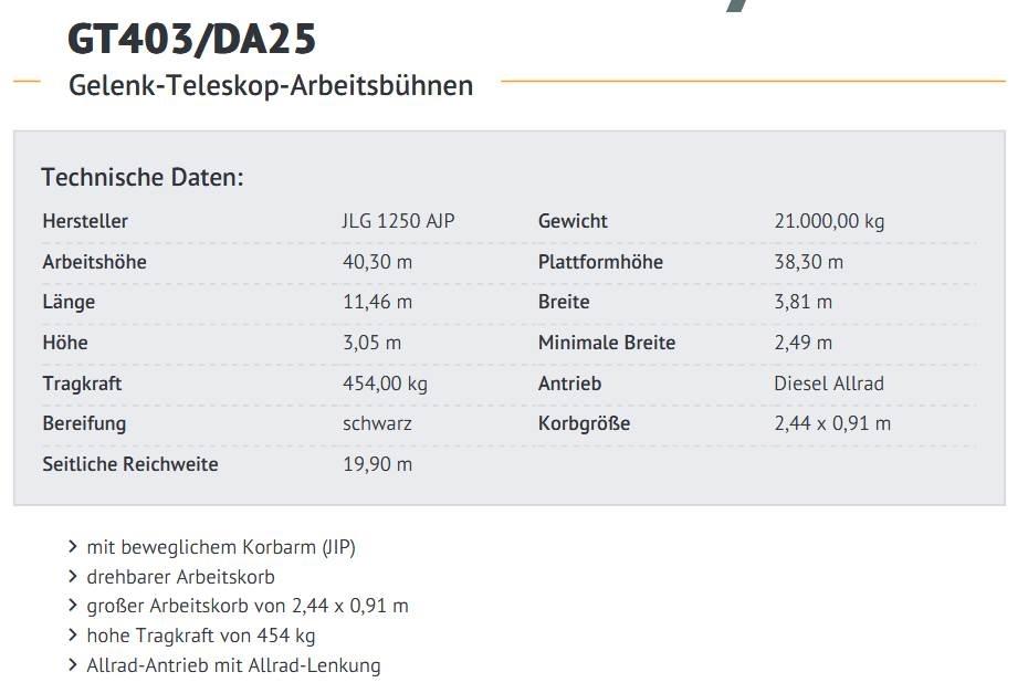 JLG 1250 AJP Kĺbové plošiny