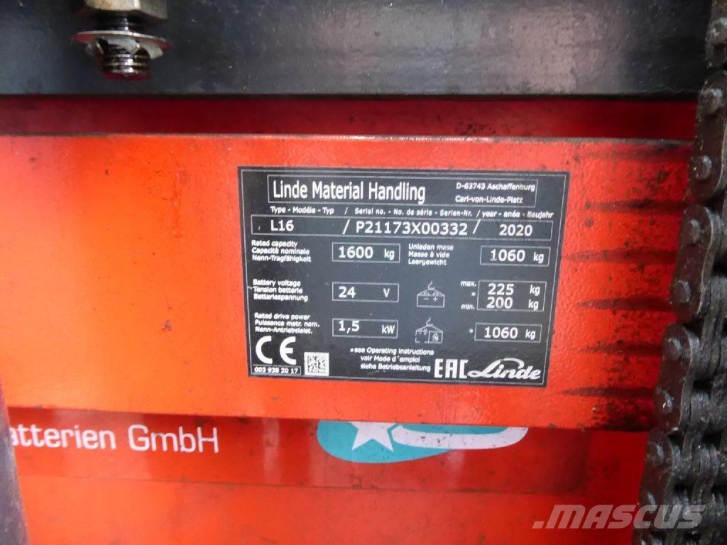 Linde L16 Ručne vedené vysokozdvižné vozíky