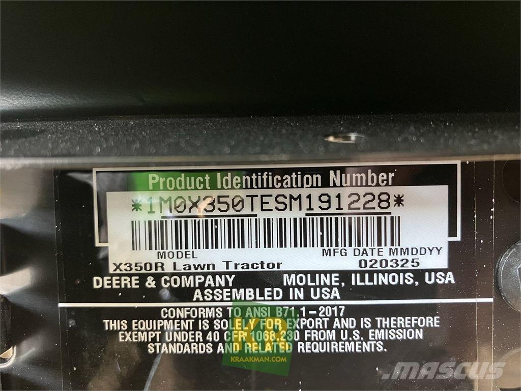 John Deere X350R Samochodné kosačky