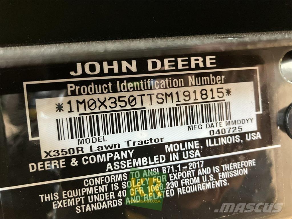 John Deere X350R Samochodné kosačky