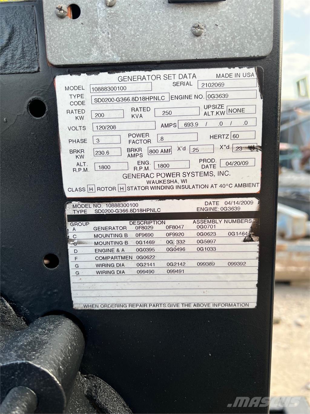 Generac SD200 Naftové generátory
