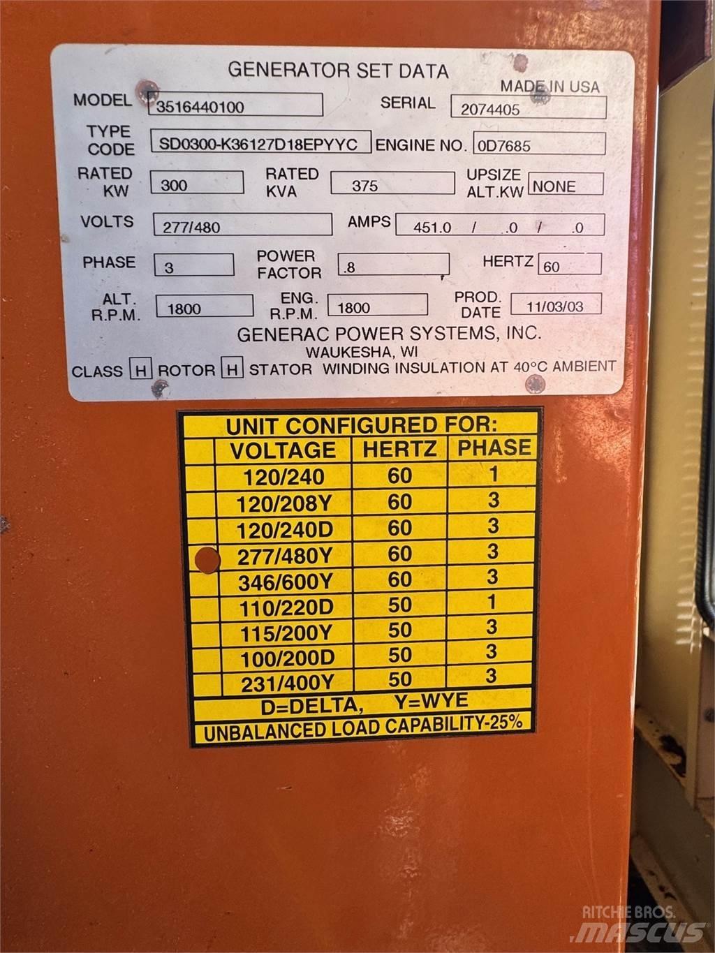 Generac SD300 Naftové generátory