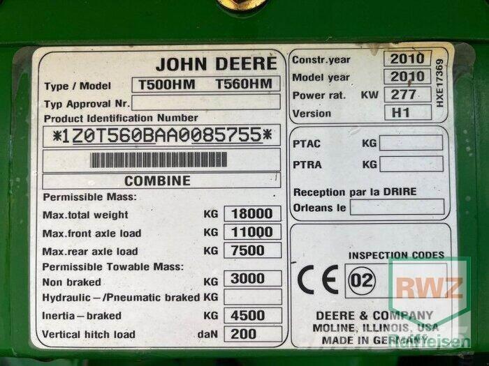 John Deere T560 Kombinované zberacie stroje