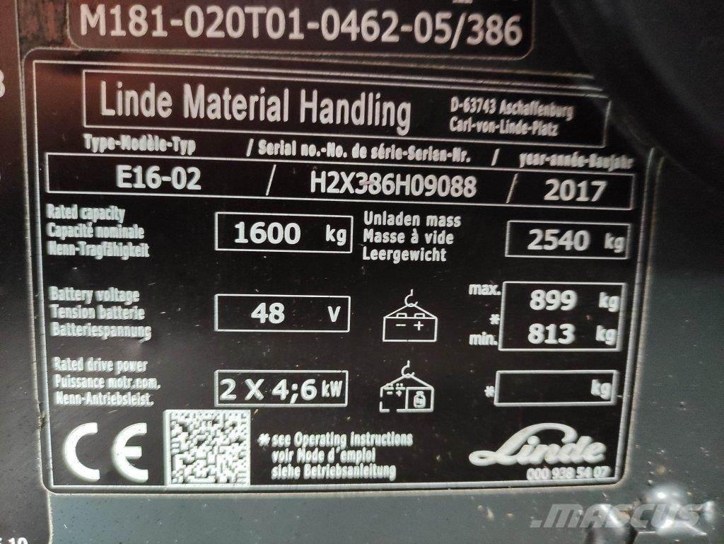 Linde E16-02-386 Akumulátorové vozíky