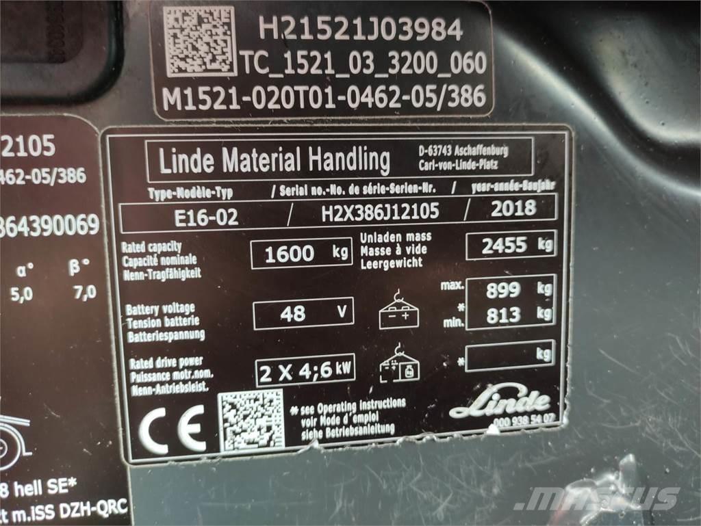 Linde E16-02-386-EVO Akumulátorové vozíky