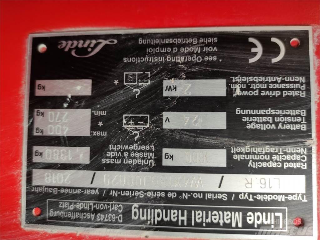 Linde L16 R Ručne vedené vysokozdvižné vozíky
