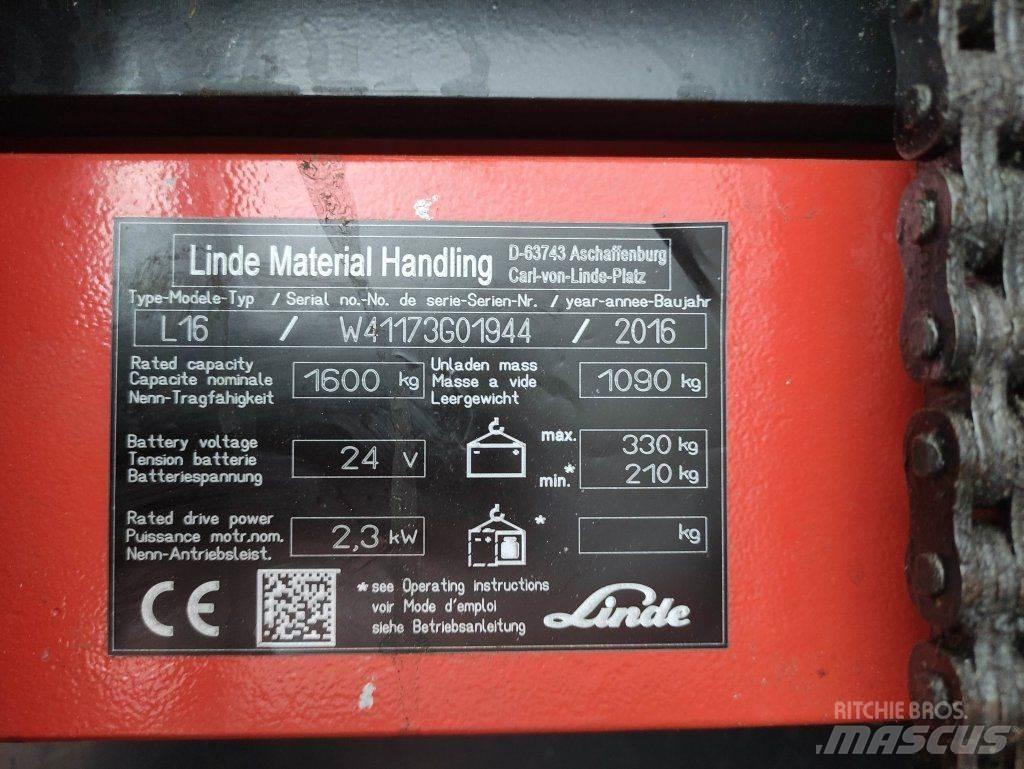 Linde L16i-1173 Ručne vedené vysokozdvižné vozíky