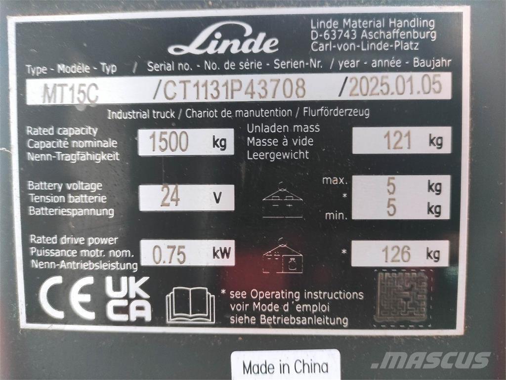 Linde MT15C Nízkozdvižný vozík