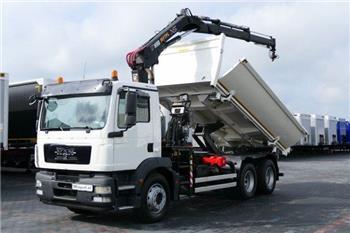 MAN TGM 26.340/6x4/2 SIDED KIPPER+CRANE HIAB 144/