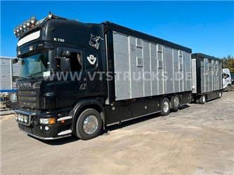 Scania R730 V8 6x2 2.Stock Stehmann + Viehanhänger