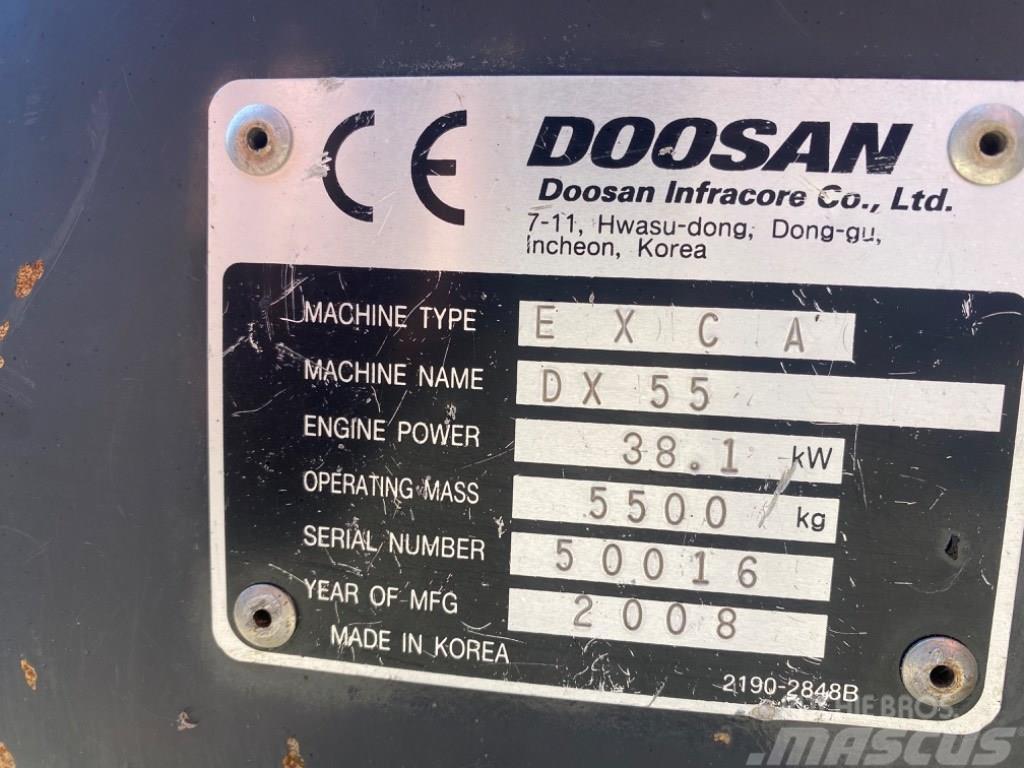 Doosan DX 55 Mini rýpadlá < 7t