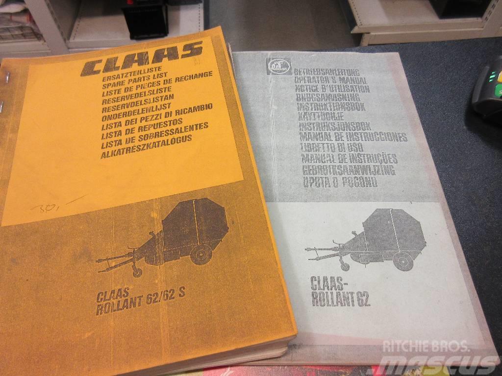 CLAAS Rollant 62 manuals / ohjekirjat Lisy na okrúhle balíky