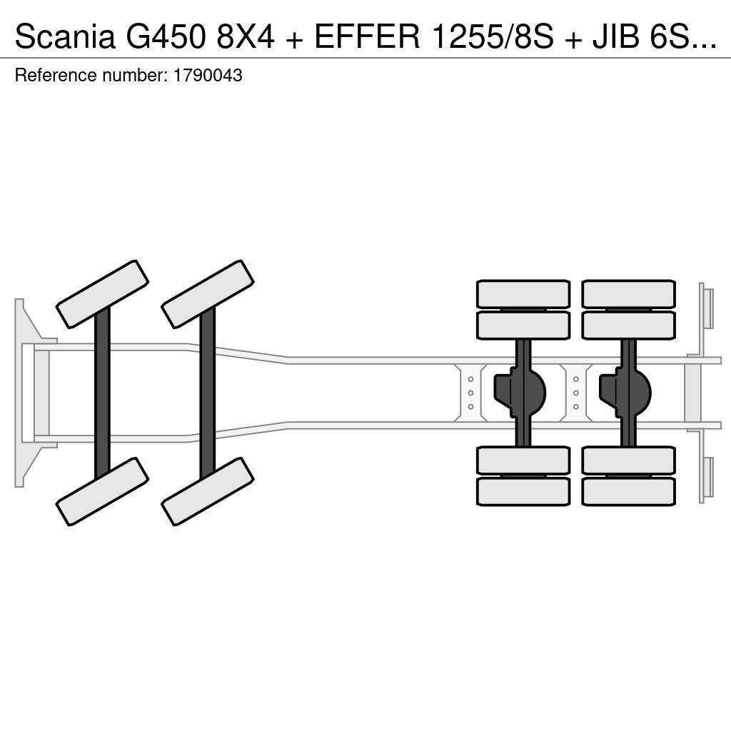 Scania G450 8X4 + EFFER 1255/8S + JIB 6S HD KRAAN/KRAN/CR Autožeriavy, hydraulické ruky